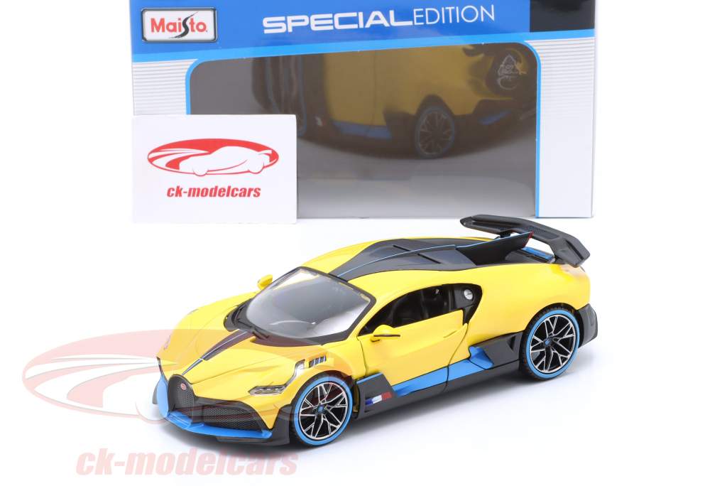 Bugatti Divo Bouwjaar 1018 geel 1:24 Maisto