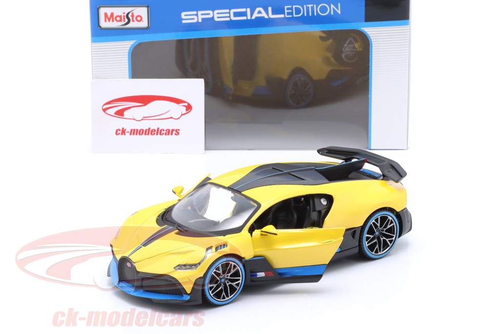 Bugatti Divo Bouwjaar 1018 geel 1:24 Maisto