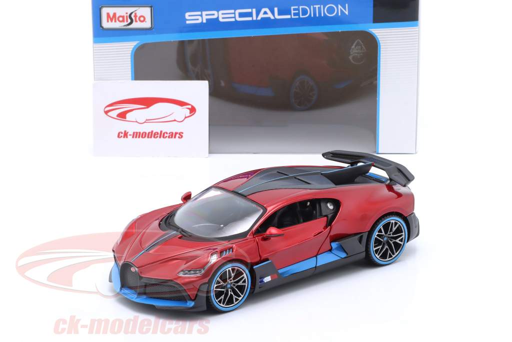 Bugatti Divo Byggeår 1018 rød metallisk 1:24 Maisto