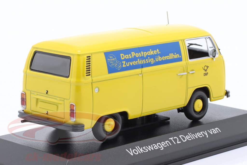 Volkswagen VW T2 ônibus Alemão Correio Federal Ano de construção 1972 amarelo 1:43 Minichamps