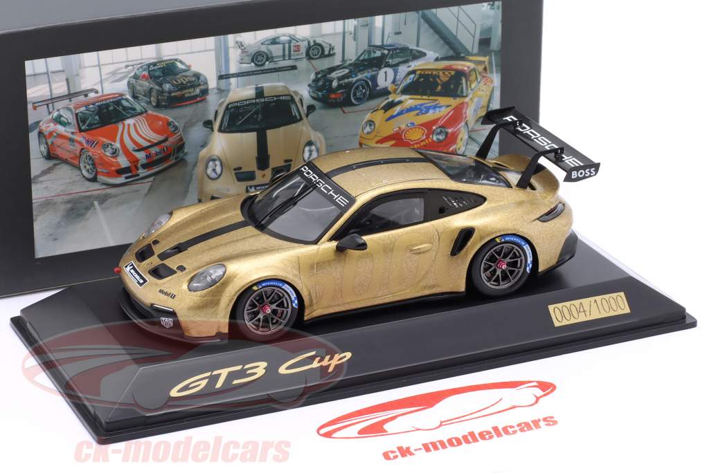 Porsche 911 (992) GT3 Cup 5000 gold metallic 1:43 Spark / Limitation #0004