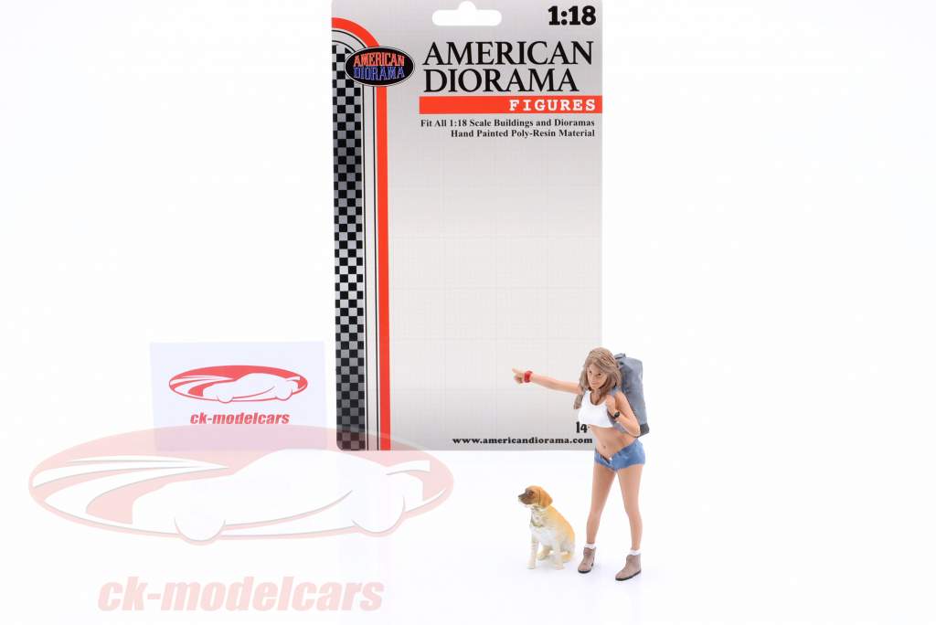 ジオラマ 形 シリーズ #705 ハイカー と 犬 1:18 American Diorama