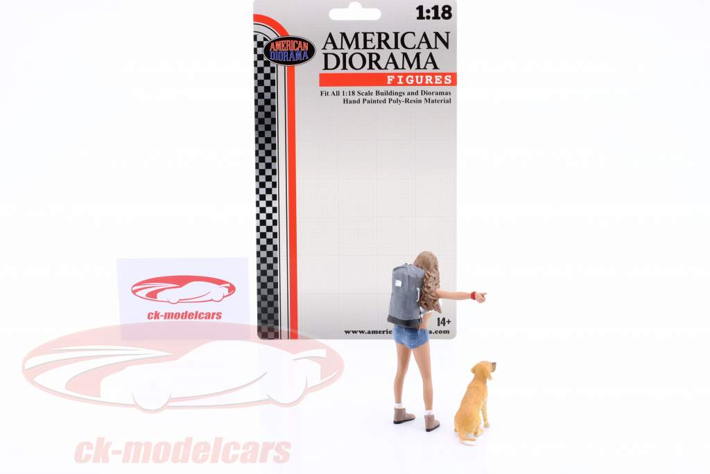 Диорама фигура ряд #705 турист с Собака 1:18 American Diorama