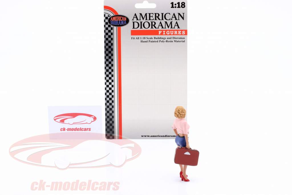 ジオラマ 形 シリーズ #706 女性 と スーツケース 1:18 American Diorama