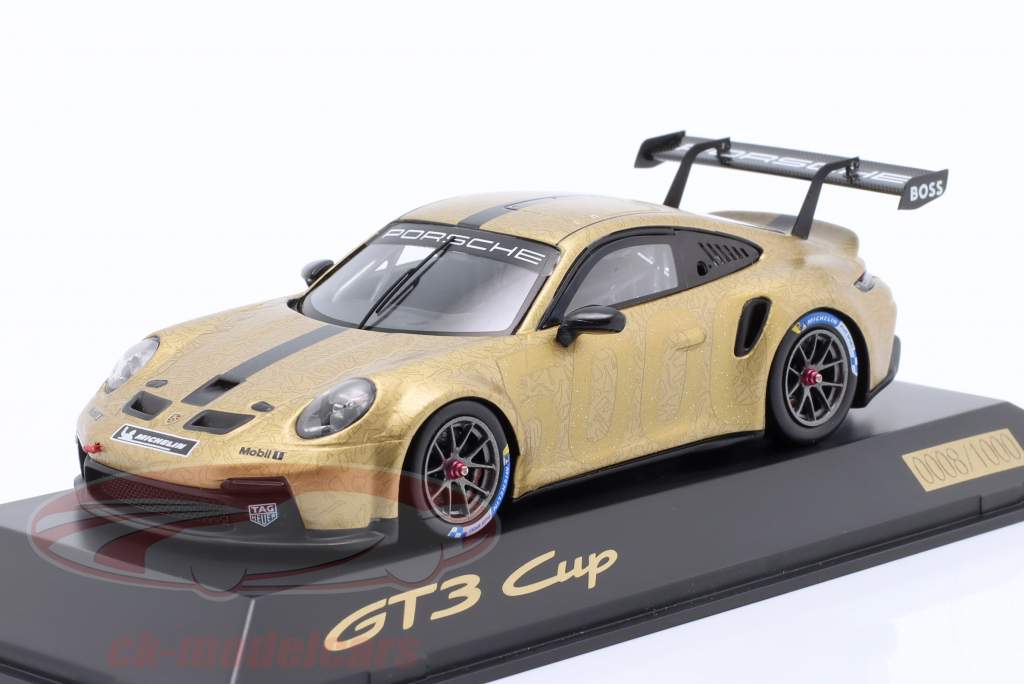Porsche 911 (992) GT3 Cup 5000 goud metalen 1:43 Spark / Beperking #0008
