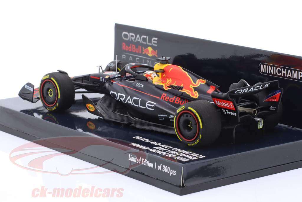 M. Verstappen Red Bull Racing RB18 #1 vinder Frankrig GP formel 1 Verdensmester 2022 1:43 Minichamps
