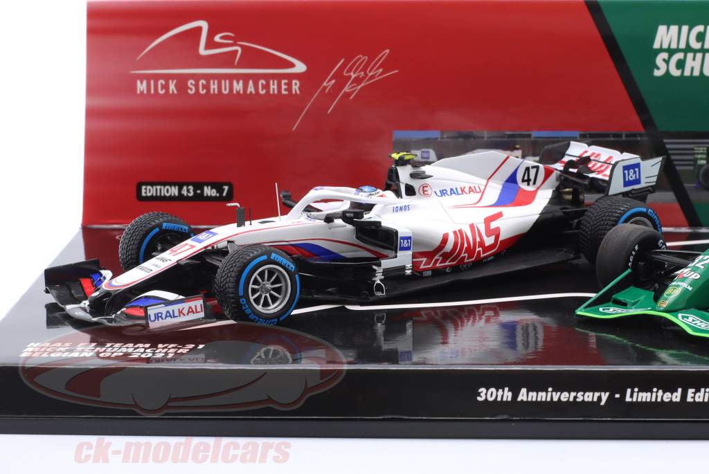 2-Car Set Schumacher Michael / Mick Belgique GP formule 1 1991 / 2021 1:43 Minichamps