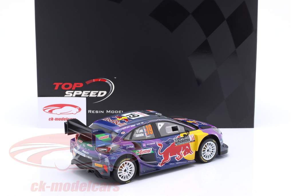 Ford Puma Rally1 #19 优胜者 Rallye Monte Carlo 2022 Loeb, Galmiche 1:18 TrueScale