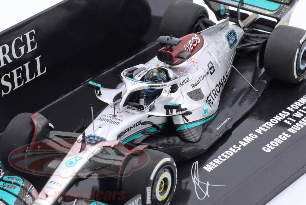 G. Russell Mercedes-AMG F1 W13 E #63 britisk GP formel 1 2022 1:43 Minichamps