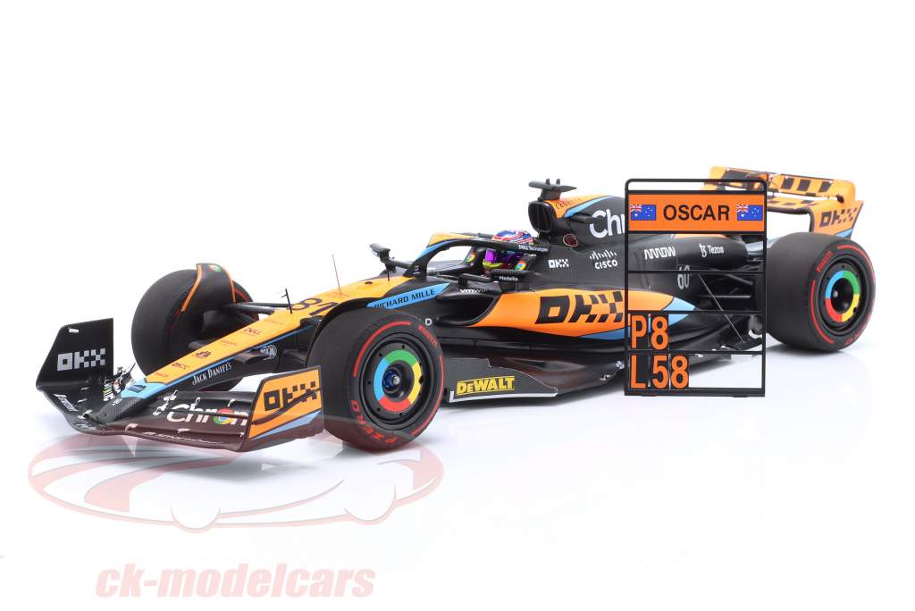 Oscar Piastri McLaren MCL60 #81 octavo australiano GP fórmula 1 2023 1:18 Minichamps