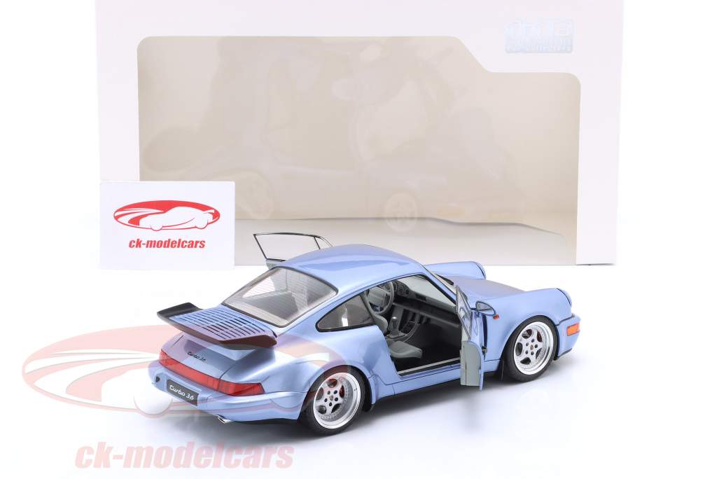 Porsche 911 (964) Turbo Bouwjaar 1990 horizonblauw metalen 1:18 Solido