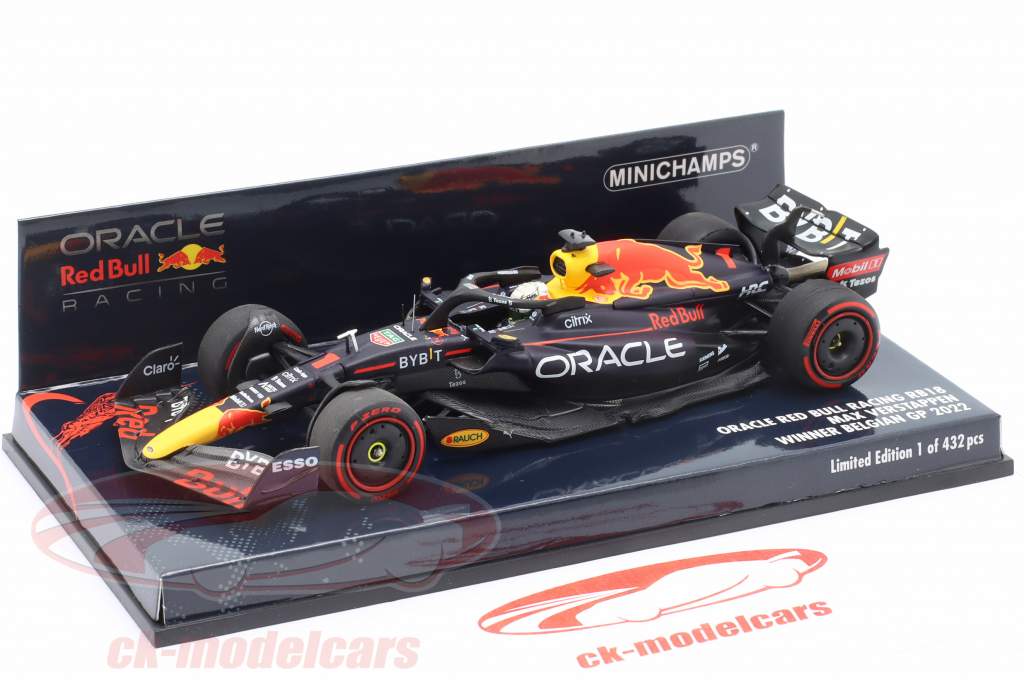 M. Verstappen Red Bull RB18 #1 ganhador Belga GP Fórmula 1 Campeão mundial 2022 1:43 Minichamps