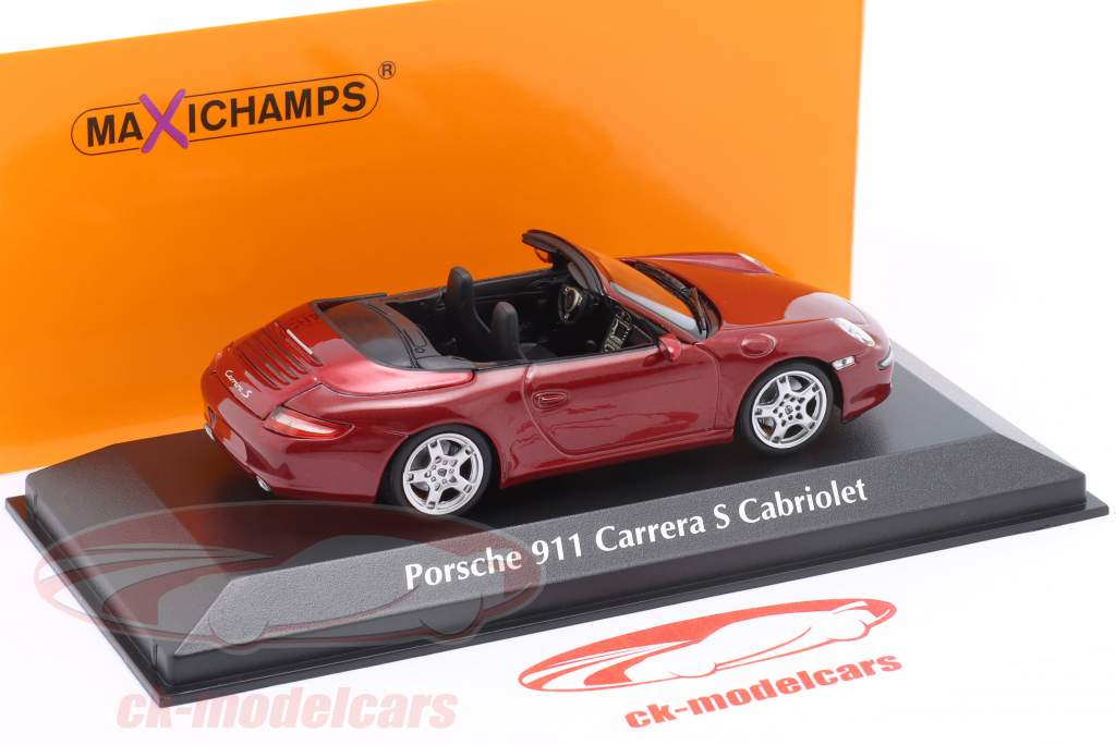 Porsche 911 (997) Carrera S Cabriolet 2005 rood metalen 1:43 Minichamps