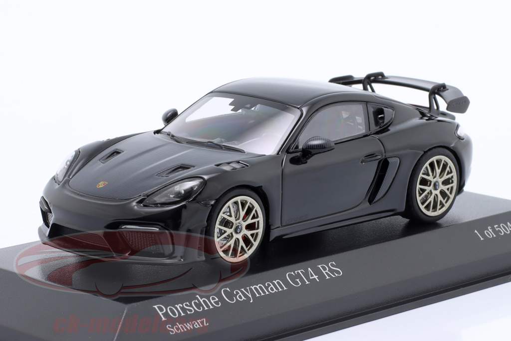 Porsche 718 (982) Cayman GT4 RS 2021 black / Neodymium rims 1:43 Minichamps