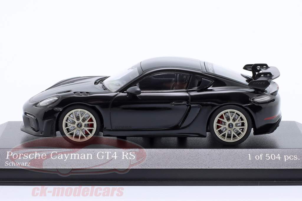 Porsche 718 (982) Cayman GT4 RS 2021 preto / Jantes de neodímio 1:43 Minichamps