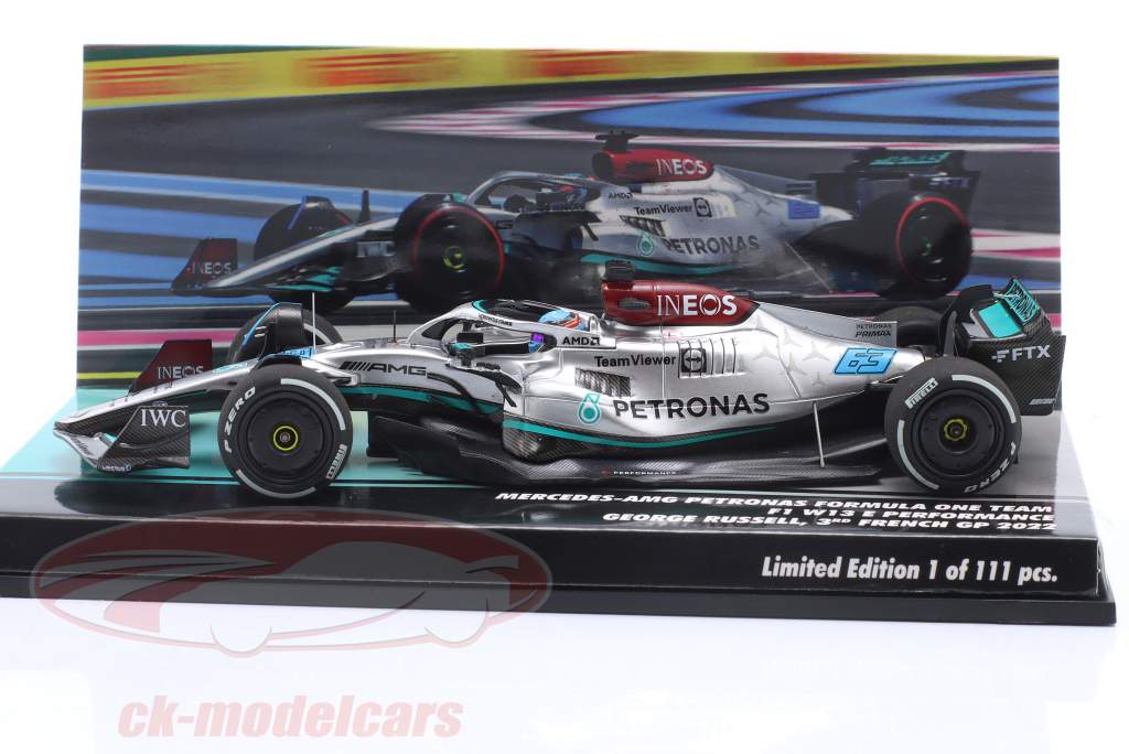 G. Russell Mercedes-AMG F1 W13 #63 3 fransk GP formel 1 2022 1:43 Minichamps