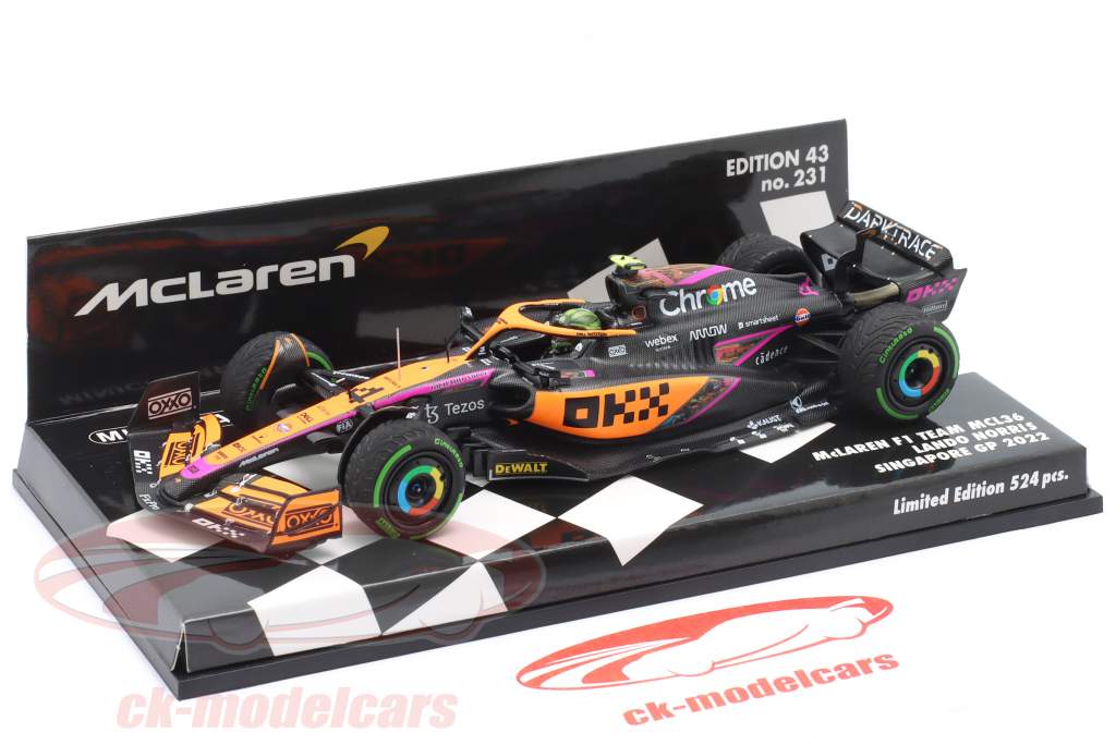 Lando Norris McLaren MCL36 #4 4th Singapur GP Formel 1 2022 1:43 Minichamps