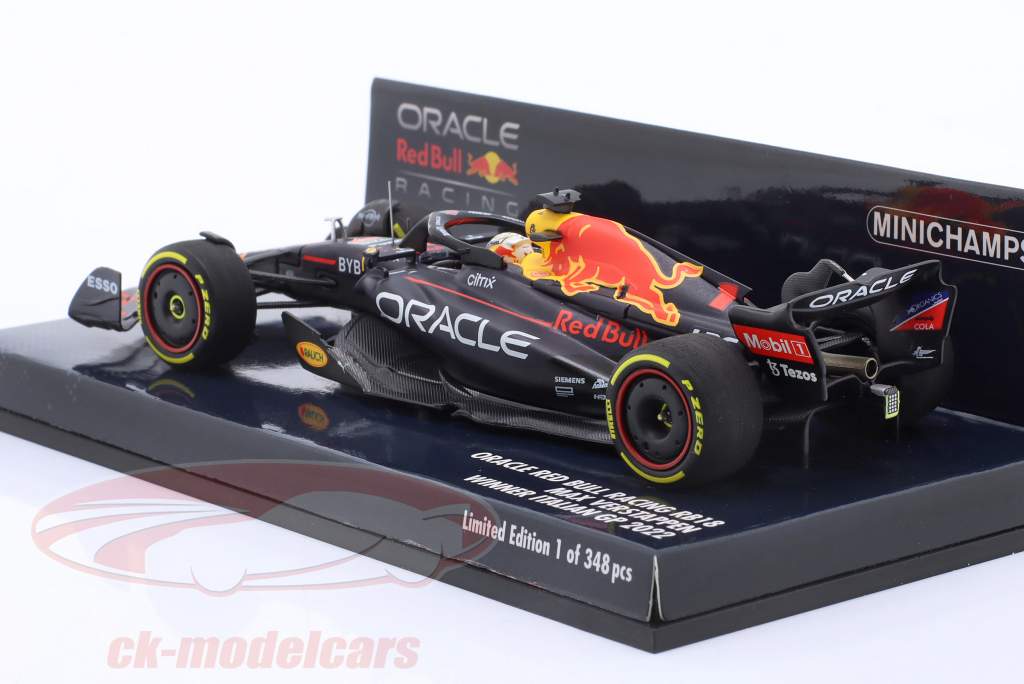M. Verstappen Red Bull RB18 #1 ganhador Itália GP Fórmula 1 Campeão mundial 2022 1:43 Minichamps