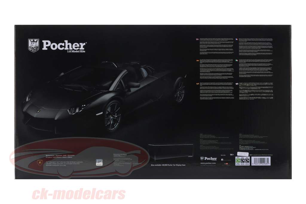 Lamborghini Aventador LP 700-4 Roadsters 2013 Conjunto preto 1:8 Pocher