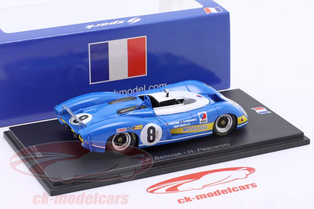 Matra MS650 #8 vinder 1000km Paris 1969 Beltoise, Pescarolo 1:43 Spark