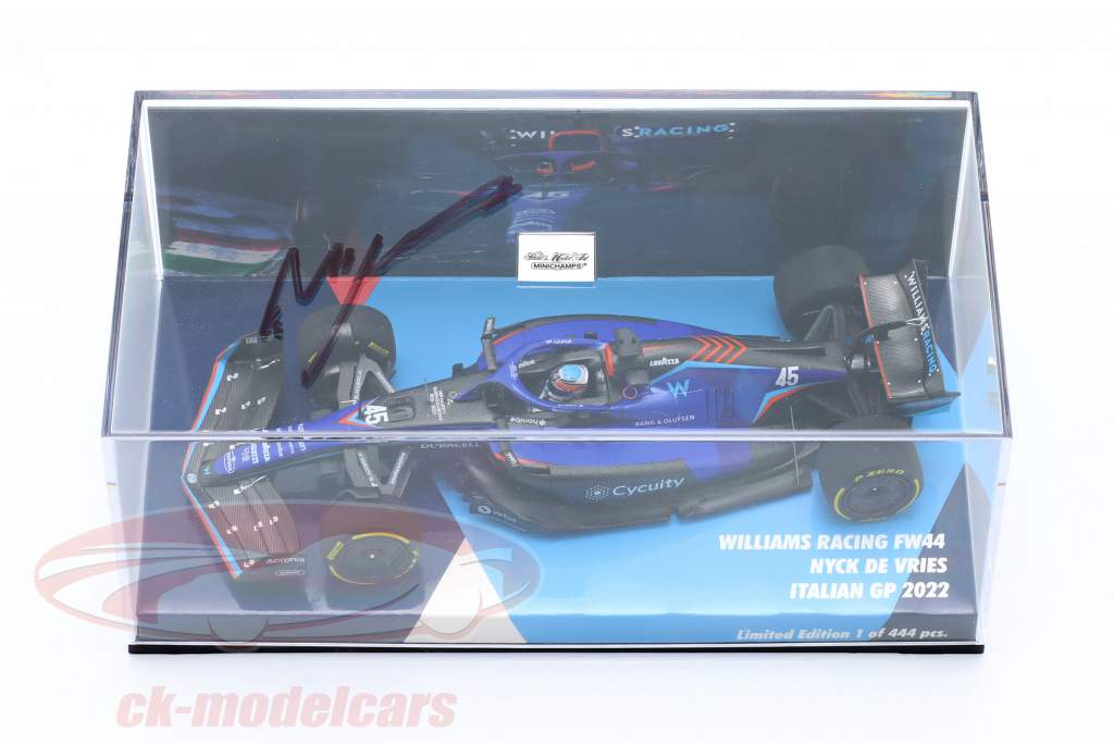 N. de Vries Williams FW44 #45 italiano GP fórmula 1 2022 Signature Edition 1:43 Minichamps