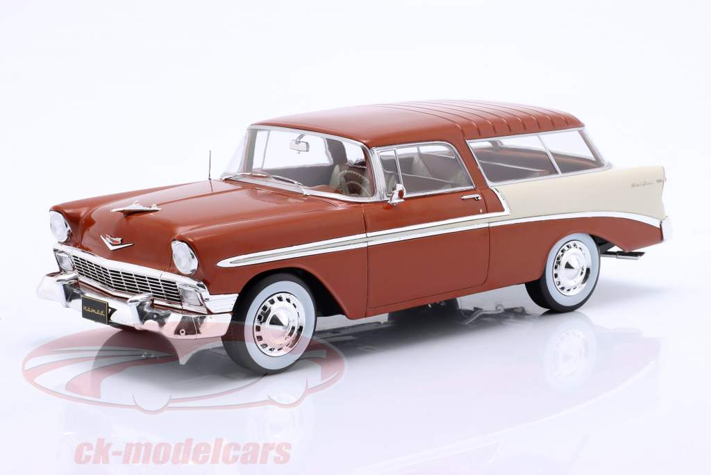Chevrolet Bel Air Nomad Año de construcción 1956 marrón metálico / crema blanco 1:18 KK-Scale