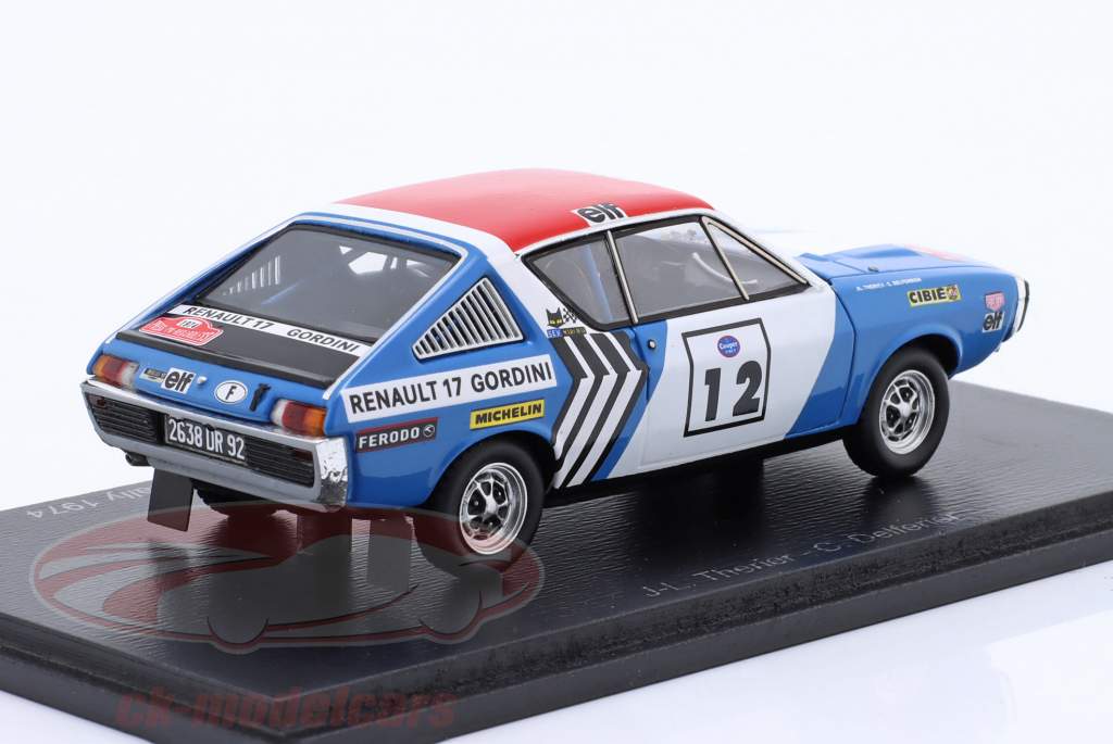 Renault 17 Gordini #12 winnaar Rallye Press-on-Regardless 1974 1:43 Spark