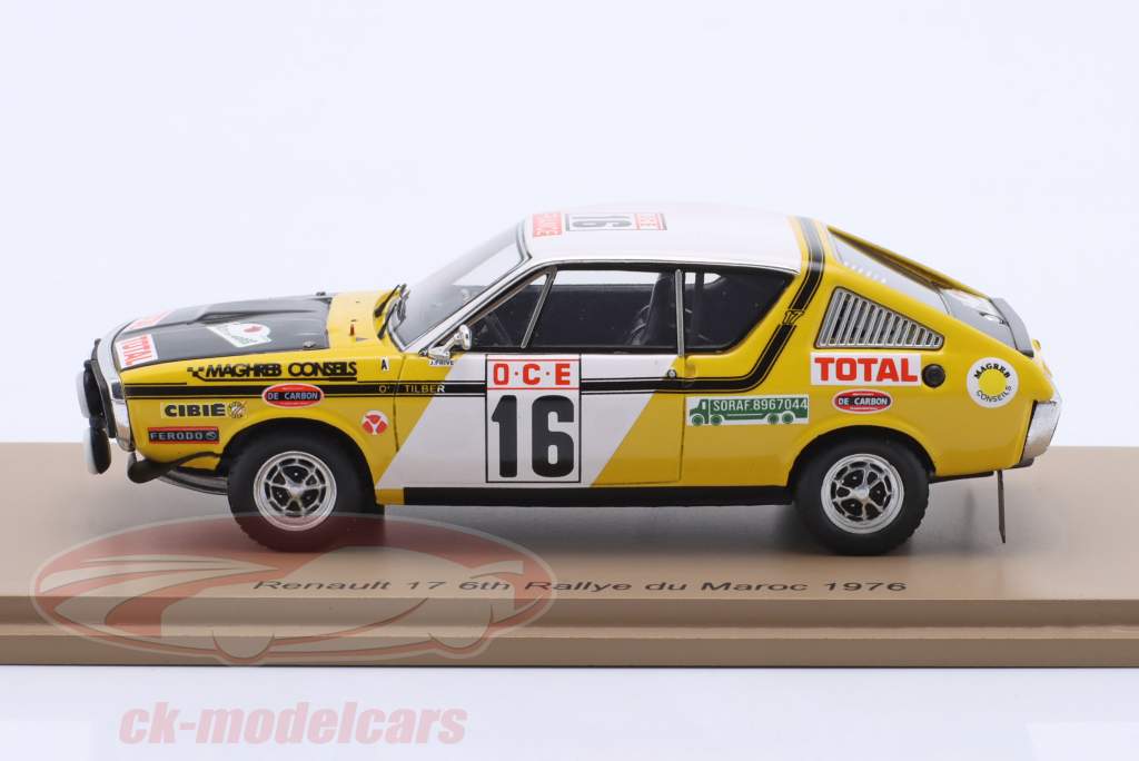 Renault 17 Gordini #16 第六名 Rallye 摩洛哥 1975 Prive, Tilber 1:43 Spark