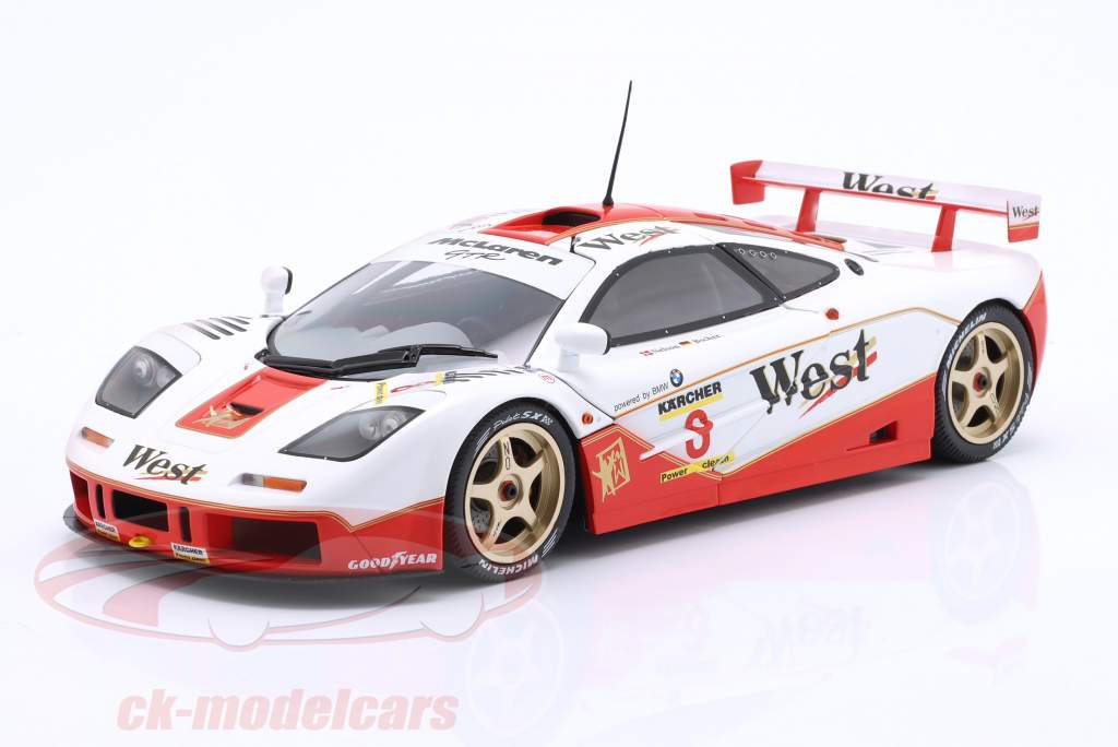 SOLIDO 1804111 Scale 1/18 | McLAREN F-1 GTR 6.1L V12 TEAM HOLLYWOOD N 01 WINNER 2h DE BRASILIA RACE 1996 NELSON PIQUET - JOHNNY CECOTTO WHITE RED