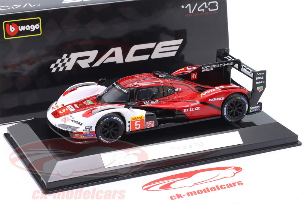 Réplique Voiture Course 2023 Bburago Porsche 963 LMH 2023 1/43 - Voiture De Course Avec Boîte Crystal - Collection Racing Modèle Racing Crystal