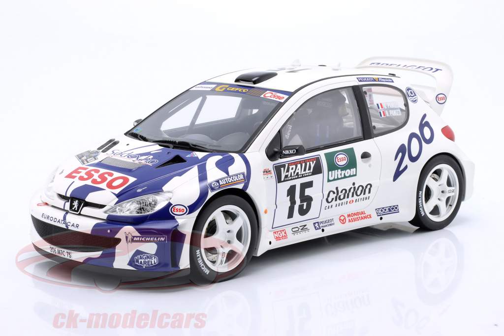 Peugeot 206 WRC n°15 Panizzi – 1/18 Solido – Rallye de France Tour de Corse - Collection