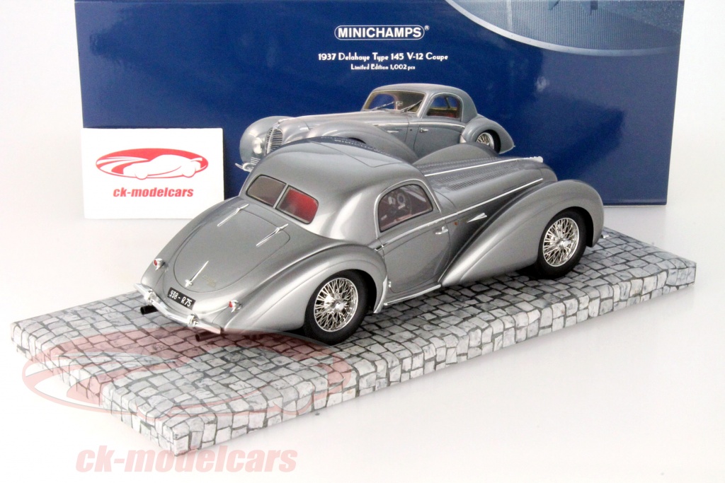 Minichamps 1/18 Delahaye Type 145 V-12 Coupé 1957 Gris - Voiture Miniature Résine