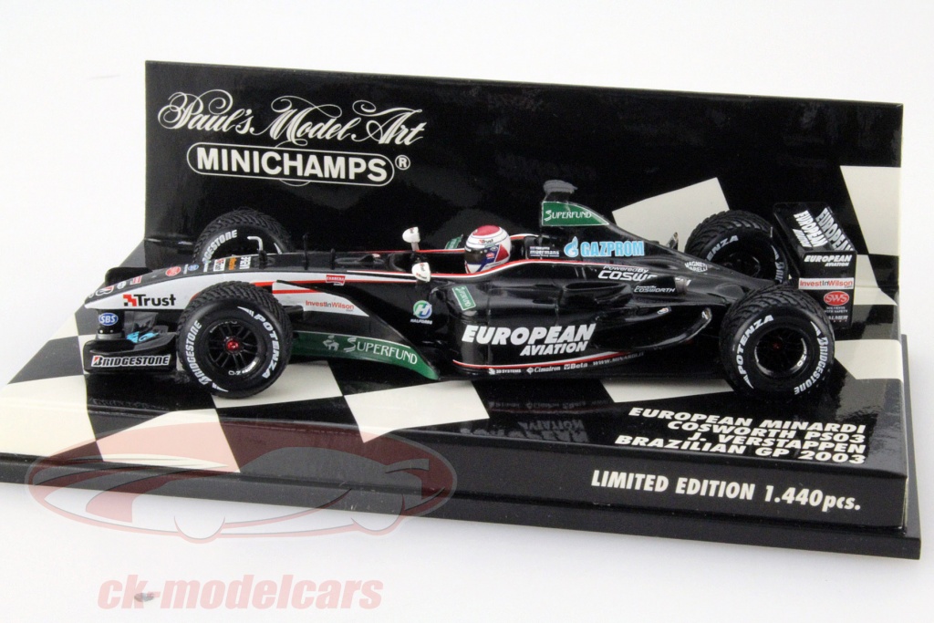 F1 Minichamps 1/18 - European Minardi Cosworth PS03 #19 - Jos Verstappen - GP 2003