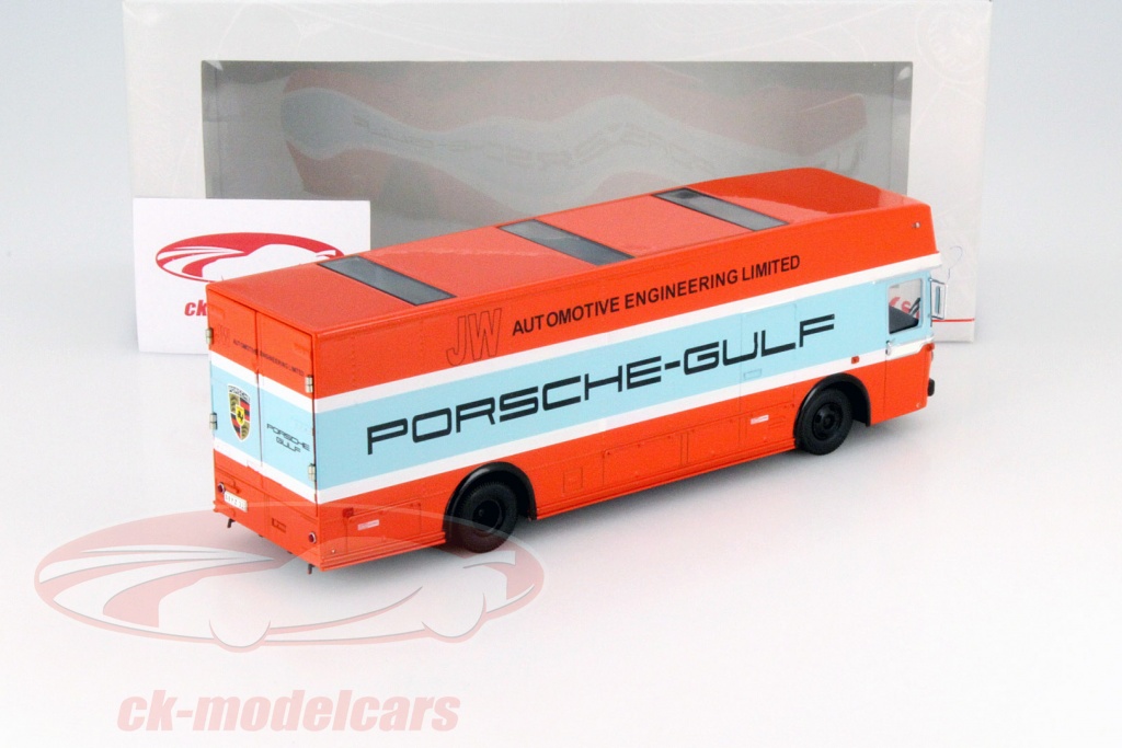 Schuco 1:64 Porsche Renntransporter GULF, Coleccionable Diecast En