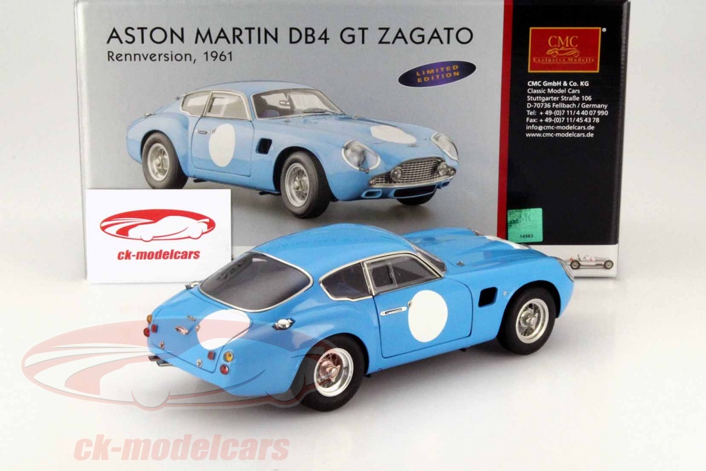 Aston Martin DB4 GT Zagato Competition 1961 Bleu 1/18 - CMC M140 - Miniature Métal