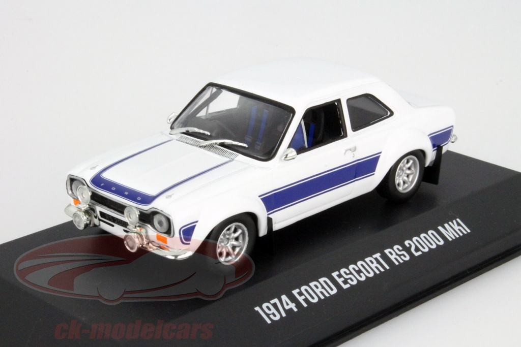 Greenlight 1:43 Ford Escort RS 2000 MKI 年 1974 ホワイト ととも に 青 ストリップ 86065 ...