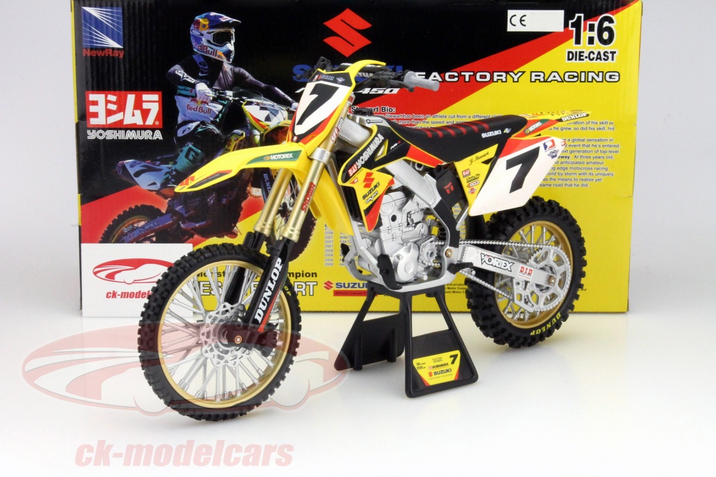 Modèle Réduit Moto Suzuki RM-Z450 Au 1/18 - Marque New-Ray, En Métal (pressofuso), Couleur Jaune, Neuf