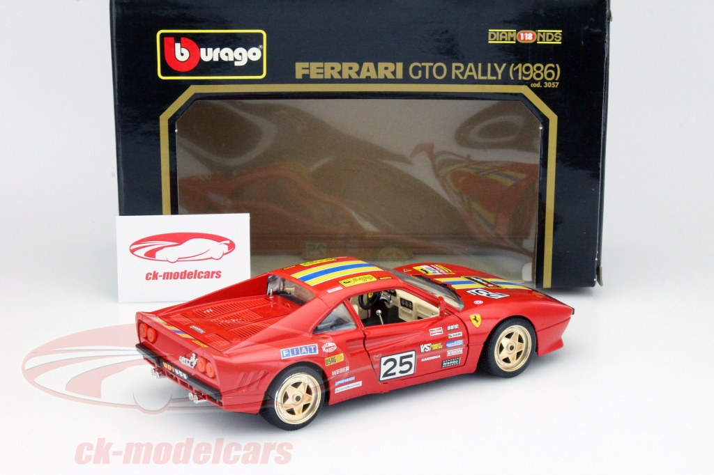 Burago 1/18 Ferrari GTO 1984 - Rallye 1986 N°25 Rouge - Réf 3057 - Occasion