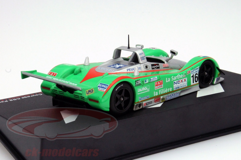 Miniature Spark 1:18 Courage C52 Peugeot A32 N°16 – Le Mans 2000 – Bourdais + Vitrine