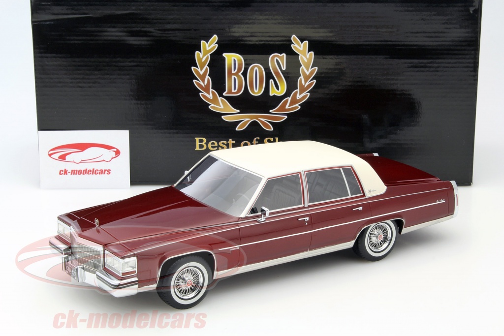 BoS-Models 1:18 Cadillac Fleetwood Brougham année 1982 rouge / blanc ...