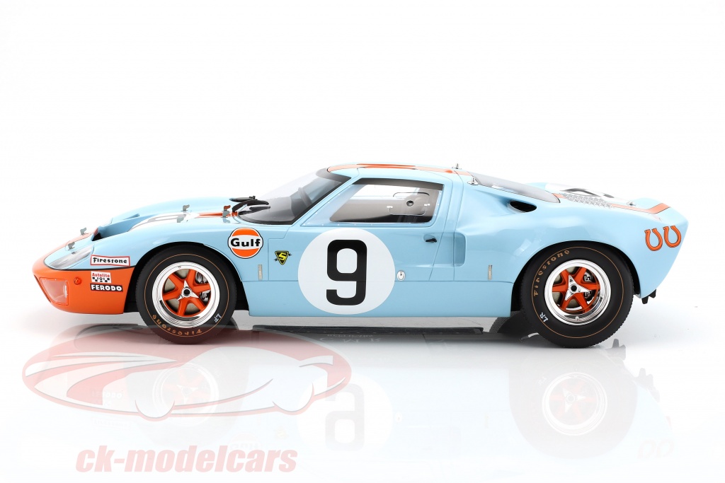 Lot de 2 Voitures : Compatible avec Ford GT 2017 S33+LM04 GT40 Gulf #9 Winner Le Mans 1968 OPO 10