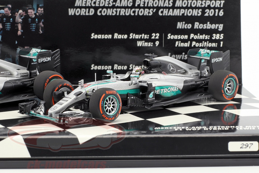 2-Car Set Mercedes AMG Petronas F1 Team Конструкторы мир чемпион F1 2016 1:43 Minichamps
