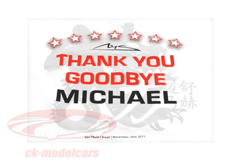 Michael Schumacher camiseta Gracias Adiós Michael S Tamaño Pequeño