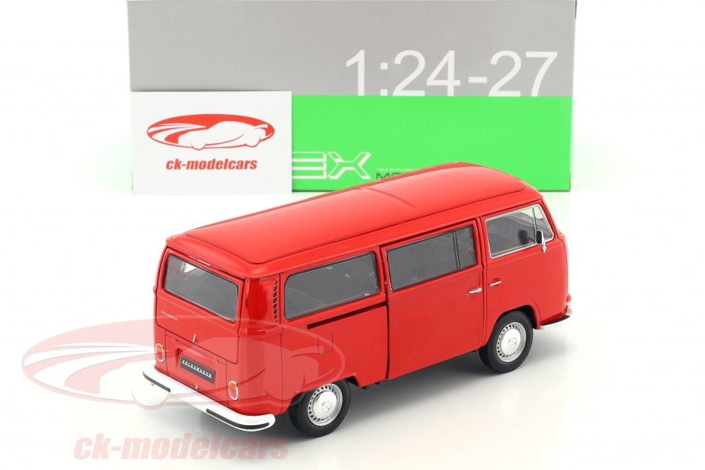 Welly 1:24 Volkswagen VW T2 bus year 1972 red 22472r model car 