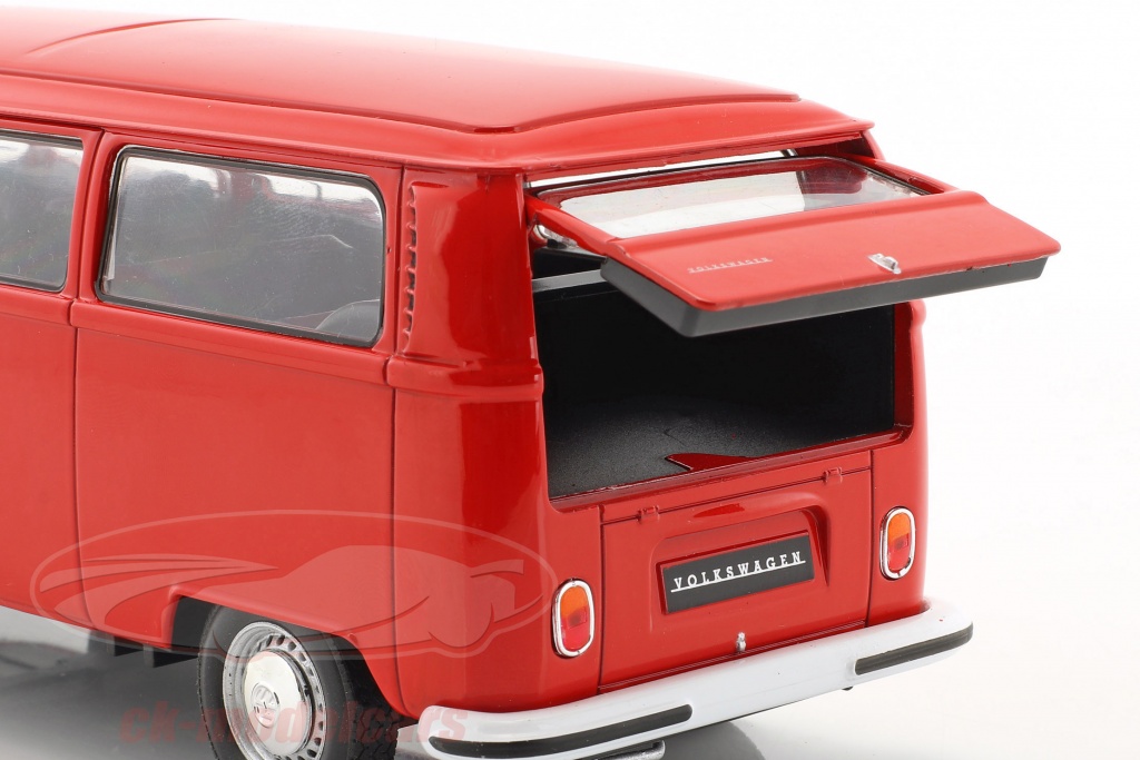 Welly 1:24 Volkswagen VW T2 bus year 1972 red 22472r model car 