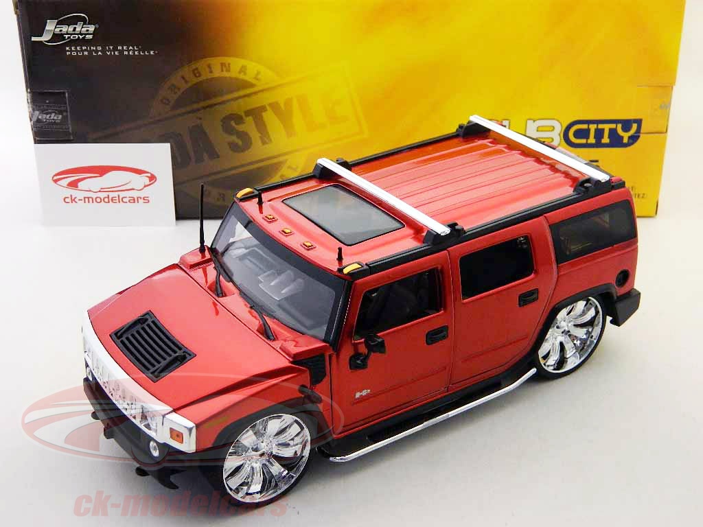 Jadatoys 1:18 Hummer H2 Bj. 2003 rot Tuning Version 63362r Modellauto ...