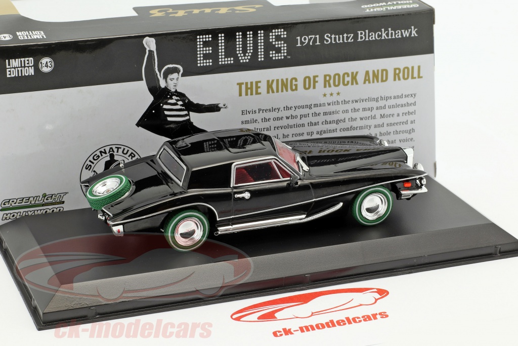 Greenlight Collectibles - Stutz Blackhawk Elvis Presley 1971 miniatuurvoertuig, 86503, zwart, schaal 1/43 : Greenlight