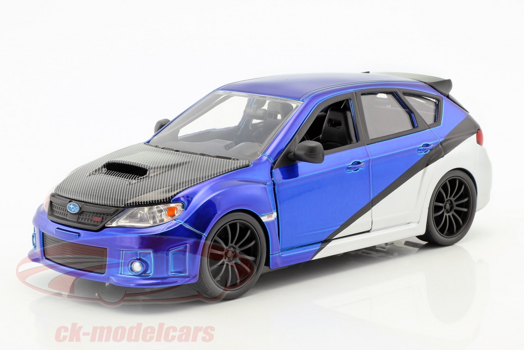 Brian's Subaru Impreza WRX STi film Fast & Furious (2009) blauw / zilver / zwart 1:24 Jada Toys