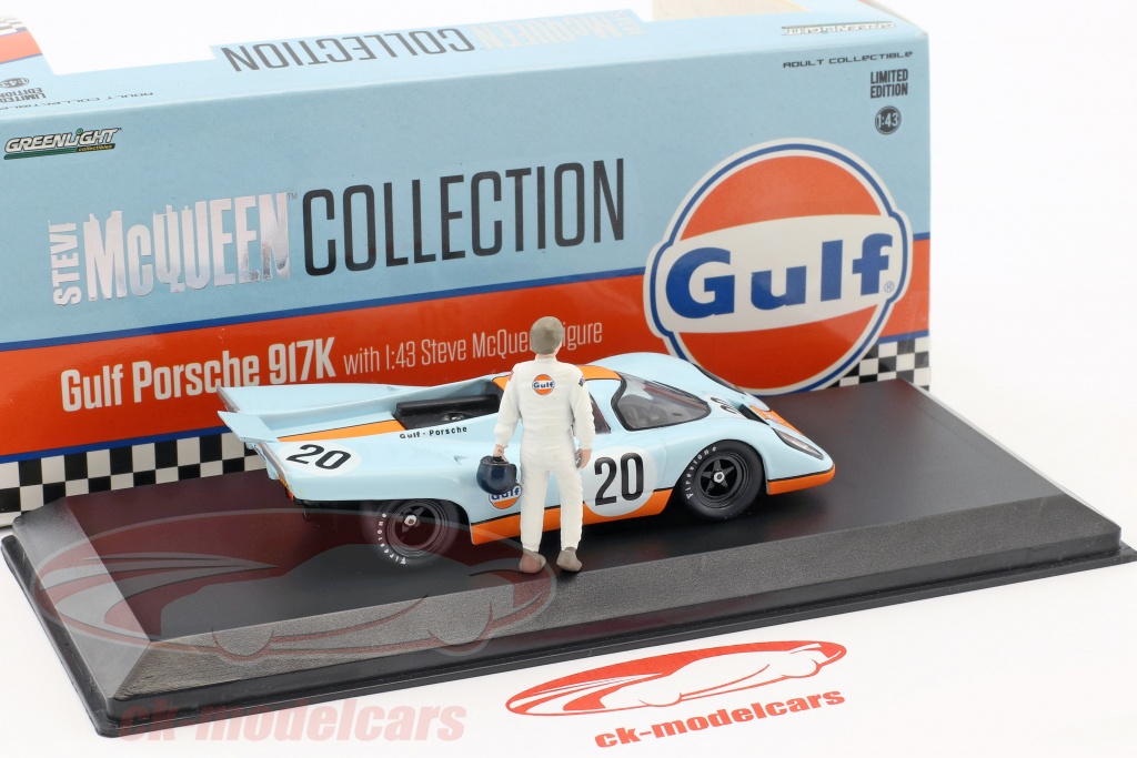 1//43 Greenlight Gulf Porsche 917K #20 with Steve McQueen Figure Diecast 86435