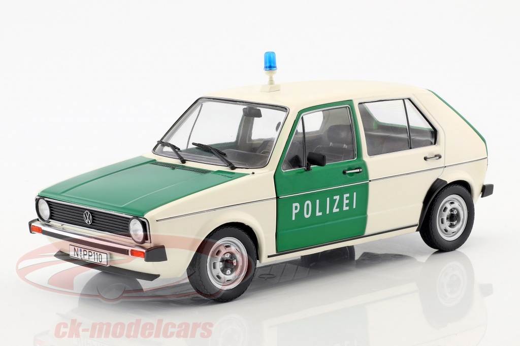 Volkswagen VW Golf 1 polizia Anno di costruzione 1974 verde / bianca 1:18 Solido
